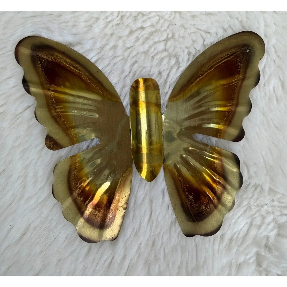 VTG Brass Butterfly Wall Art Set of 4 Mid Century Modern Gold Metal Decor Garden